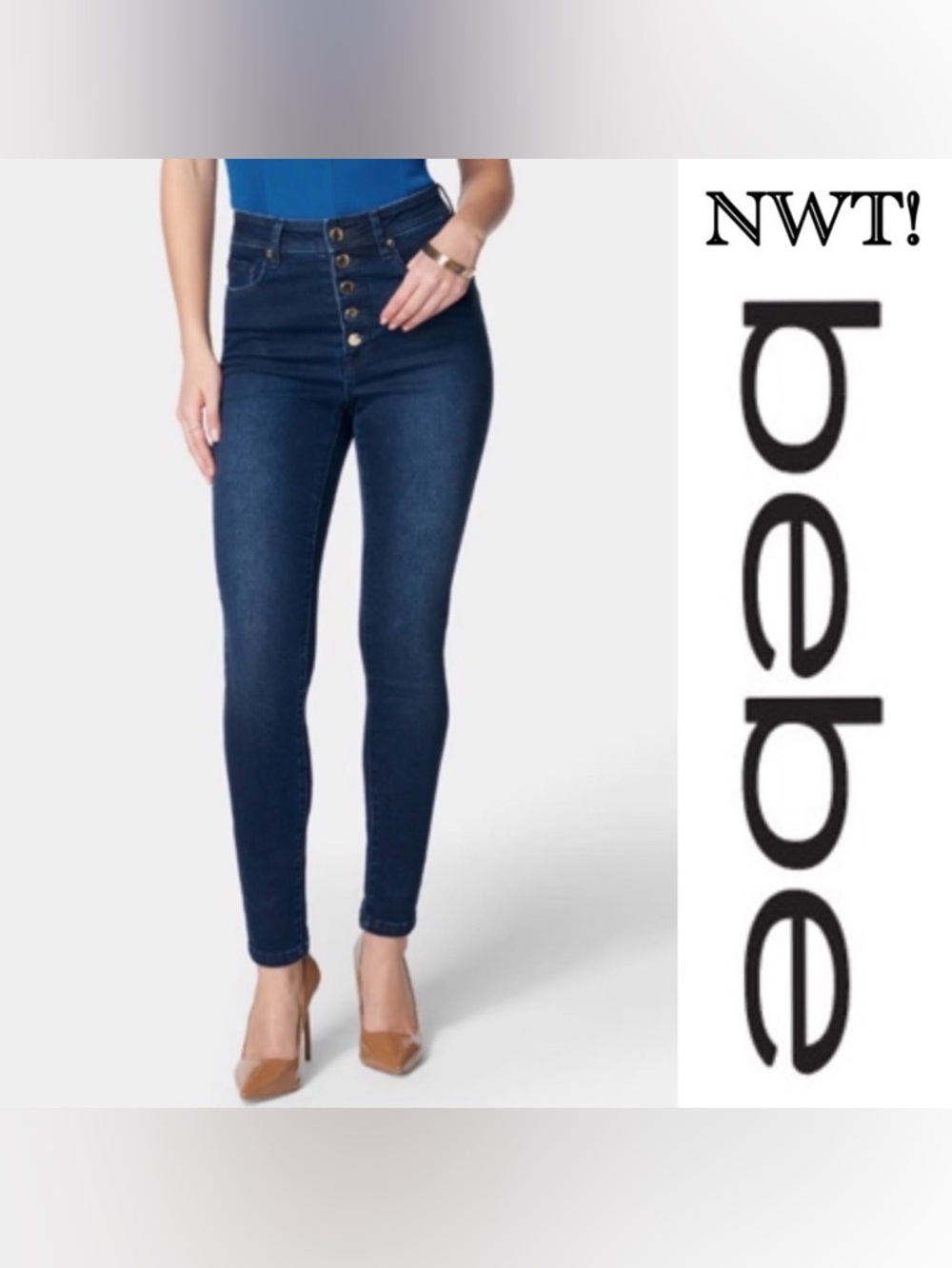 bebe • High Waist Button Down Jeans